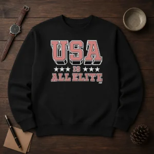 Top USA Is All Elite AEW Wrestling Promotional Logo Sweater