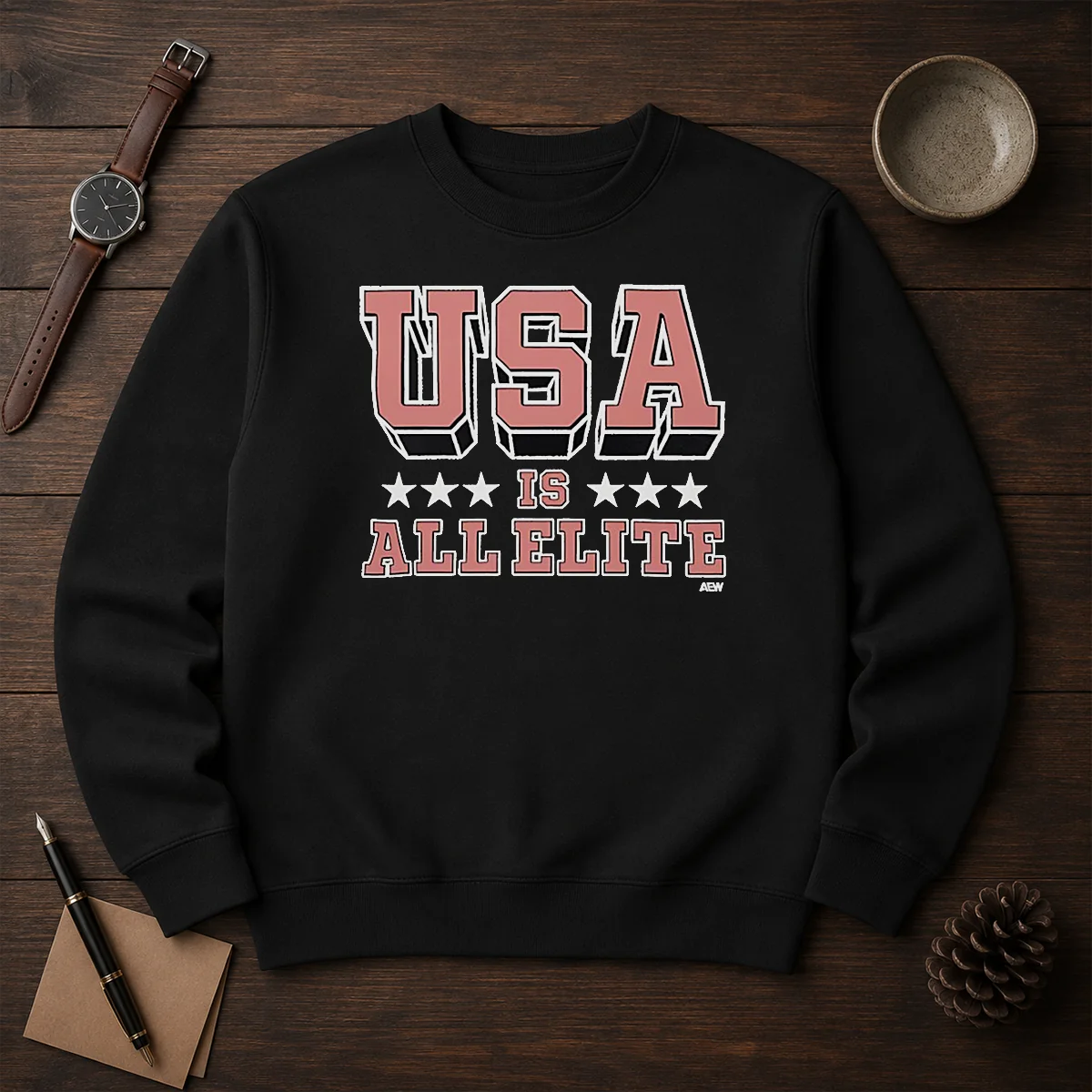 Top USA Is All Elite AEW Wrestling Promotional Logo Sweater