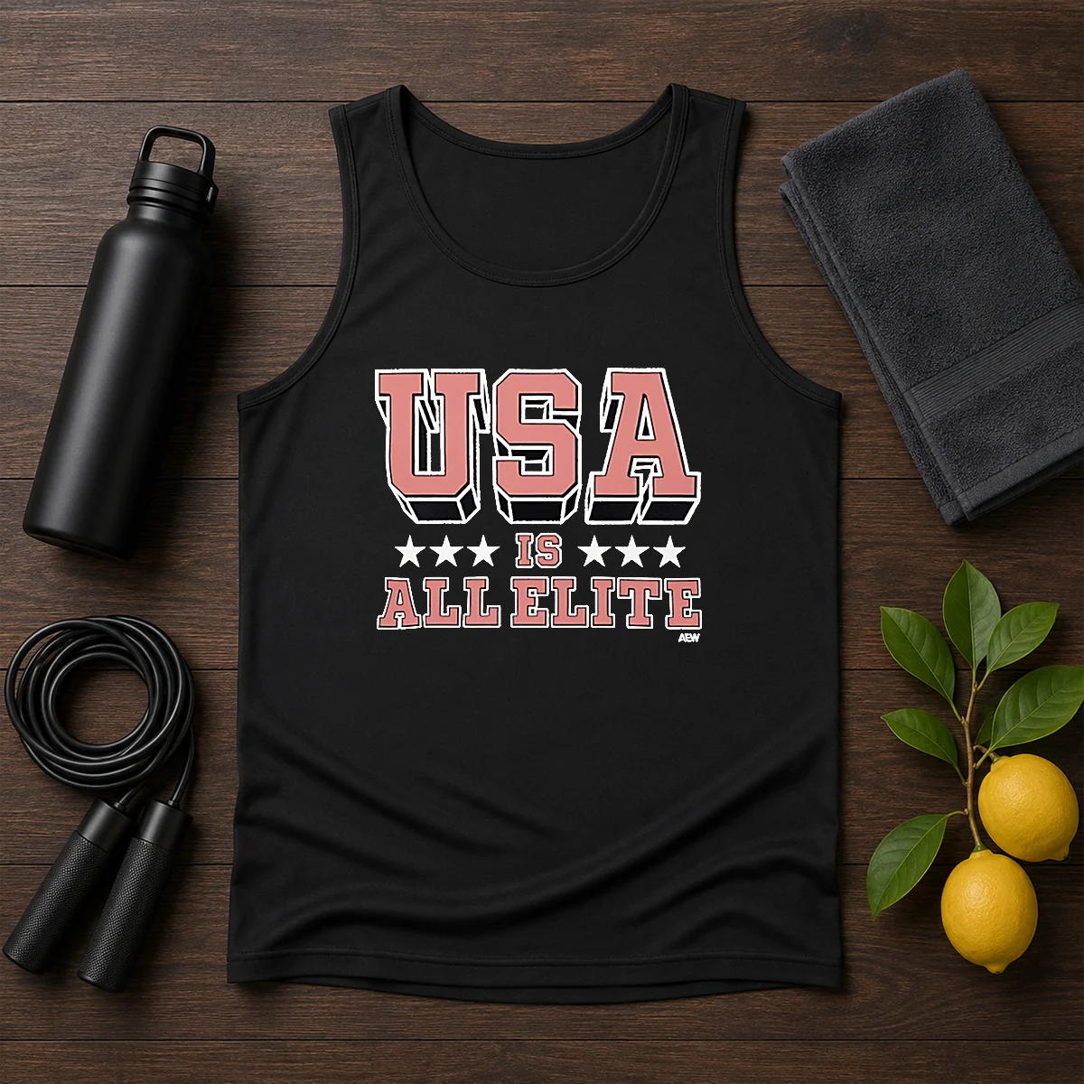 Top USA Is All Elite AEW Wrestling Promotional Logo Tank Top
