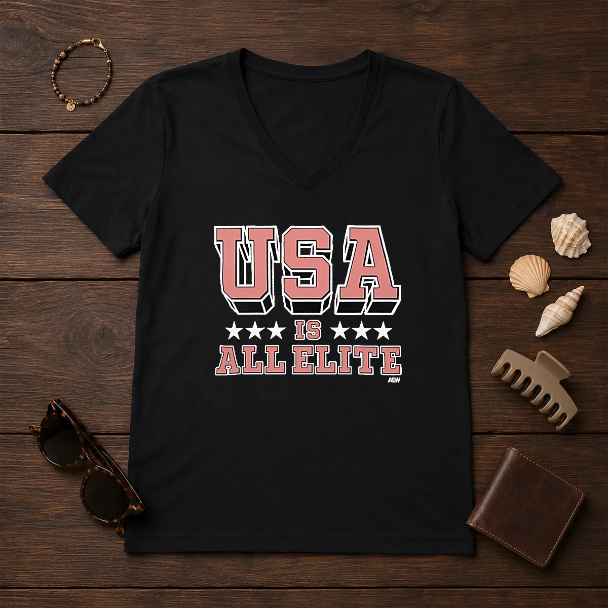 Top USA Is All Elite AEW V-Neck Shirt Top USA Is All Elite AEW V-Neck Shirt