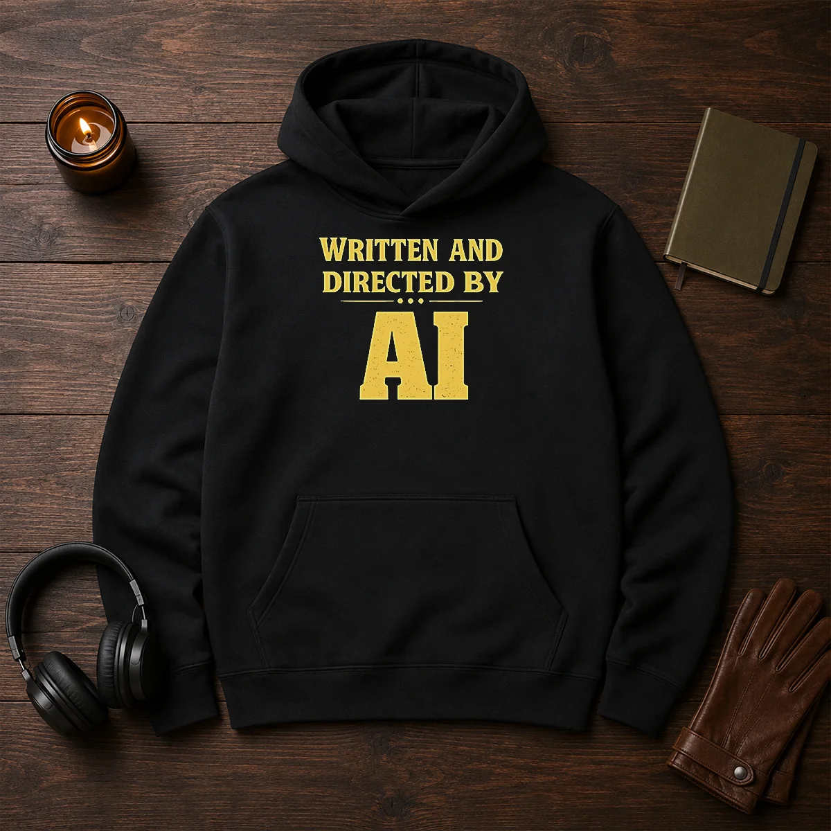 Top Written And Directed By AI Bold Text Hoodie