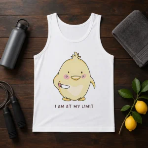 Top Yellow Chick Holding Knife I Am At My Limit Tank Top