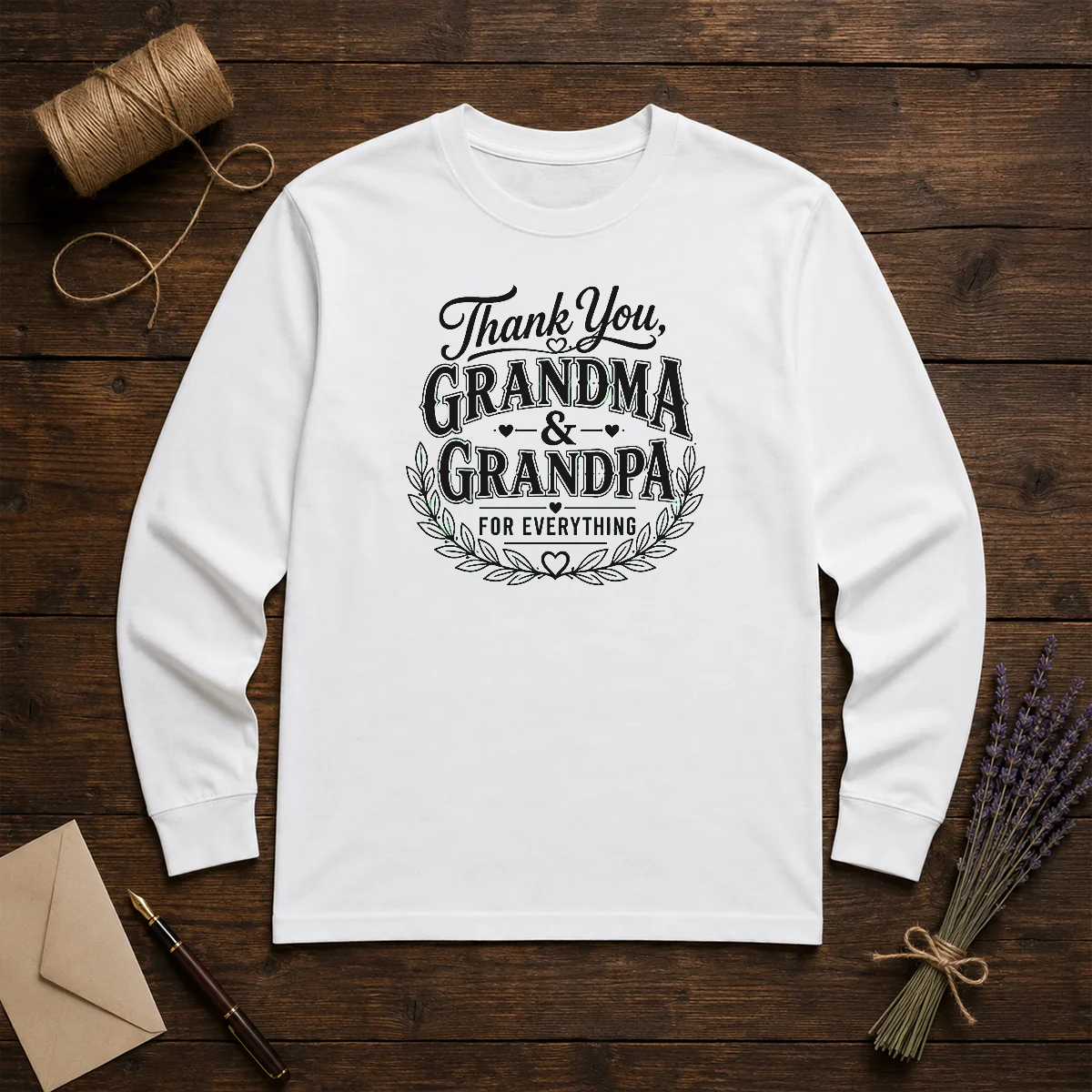 Awesome Grandparents Day Thank You With Line Art Typography Long Sleeve Shirt