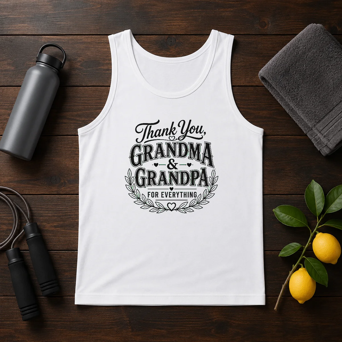 Awesome Grandparents Day Thank You With Line Art Typography Tank Top
