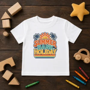 Awesome Vintage Retro Summer Bank Holiday Palm Sunburst Kids T-Shirt