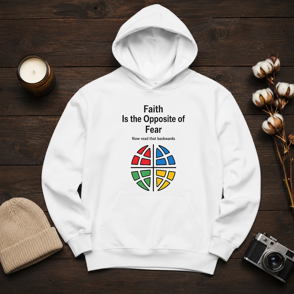 Funny Faith Is The Opposite Of Fear Motivational Quote Apparel Hoodie