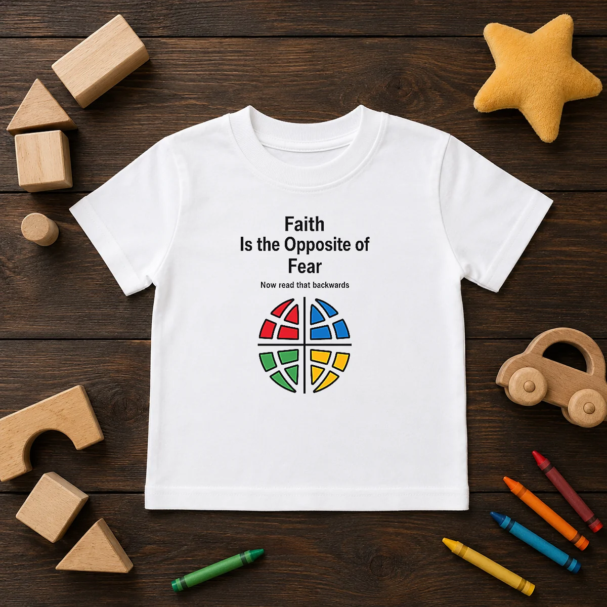 Funny Faith Is The Opposite Of Fear Motivational Quote Apparel Kids T-Shirt