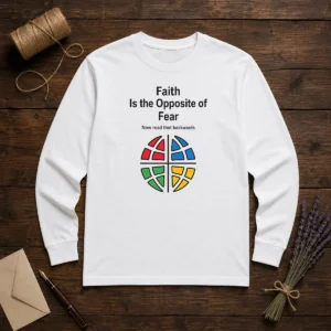 Funny Faith Is The Opposite Of Fear Motivational Quote Apparel Long Sleeve Shirt
