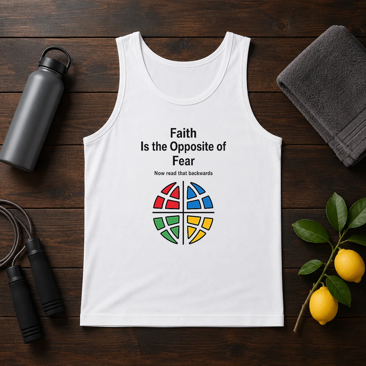 Funny Faith Is The Opposite Of Fear Motivational Quote Apparel Tank Top