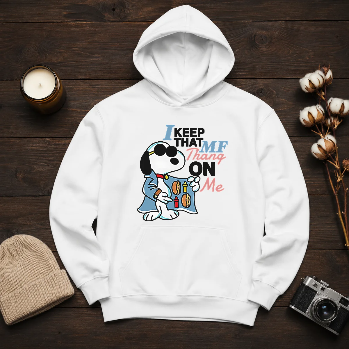 Funny Snoopy Peanuts I Keep That MF Thang On Me Hot Dog Mustard Ketchup Hoodie
