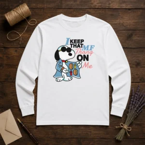 Funny Snoopy Peanuts I Keep That MF Thang On Me Hot Dog Mustard Ketchup Long Sleeve Shirt