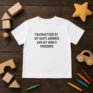 Funny Traumatized By My Dad'S Absence And My Mom'S Presence Kids T-Shirt