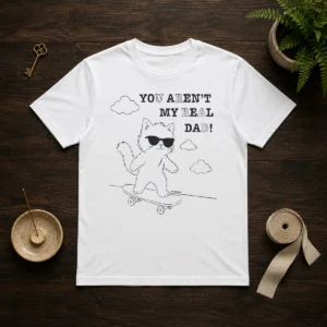 Funny You Aren'T My Real Dad Skater Cat Skateboard
