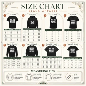 Size chart for Good Distressed Not The Worst Employee Office with measurements in inches and cm to help choose the right fit