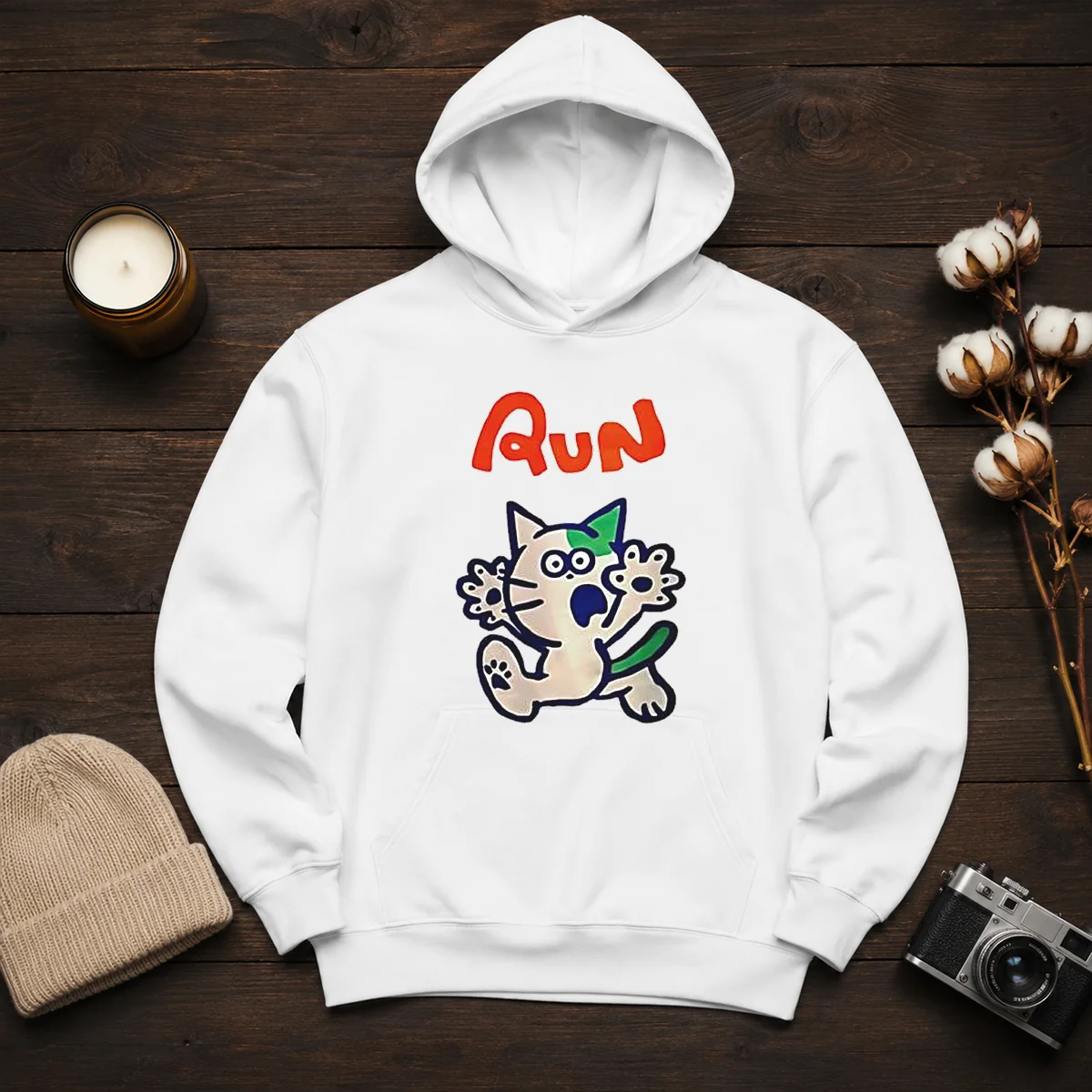 Good Running Scared Cartoon Cat Hoodie