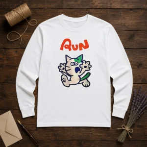 Good Running Scared Cartoon Cat Long Sleeve Shirt