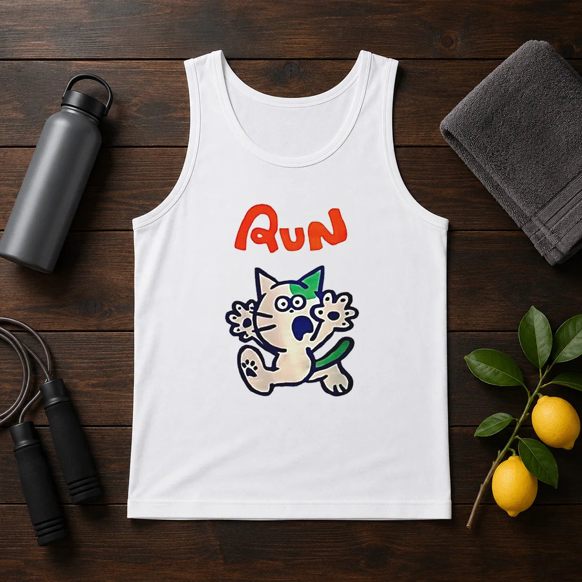 Good Running Scared Cartoon Cat Tank Top