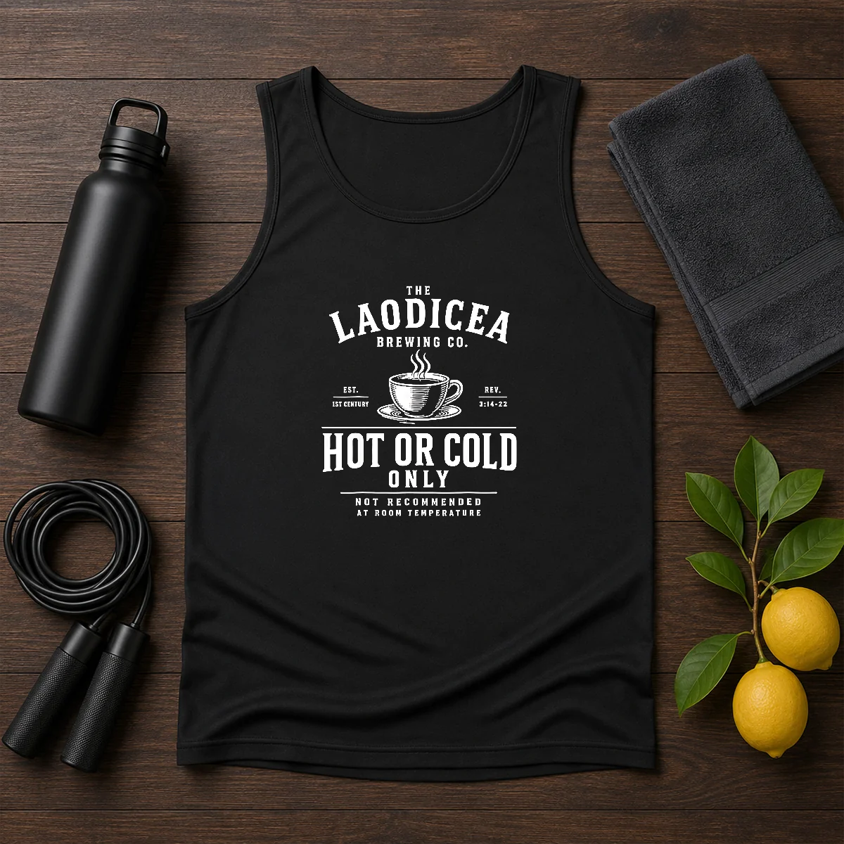 Good The Laodicea Brewing Co Hot Or Cold Only Revelation 3 14 22 Tank Top