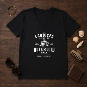 Good The Laodicea Brewing Co Hot Or Cold Only Revelation 3 14 22 V-Neck Shirt