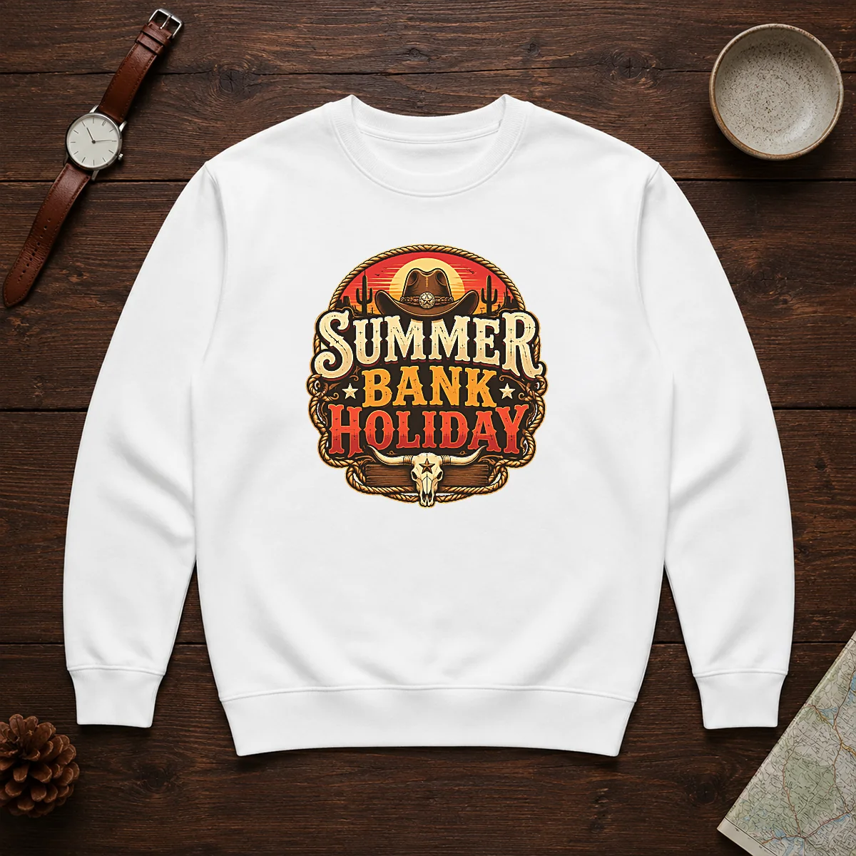 Good Western Cowboy Summer Bank Holiday Bull Skull Desert Sweater