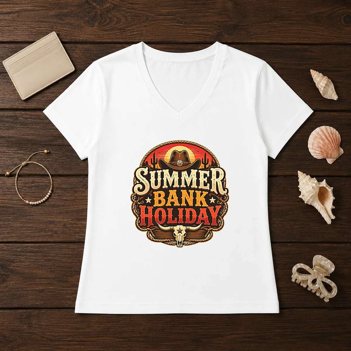 Good Western Cowboy Summer Bank Holiday V-Neck Shirt Good Western Cowboy Summer Bank Holiday V-Neck Shirt