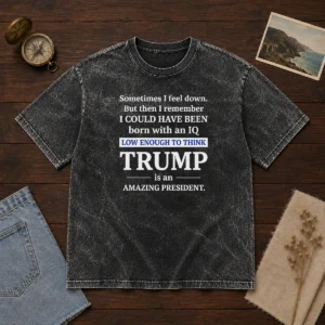 Hot Trump Is An Amazing President IQ Satire Washed T-Shirt