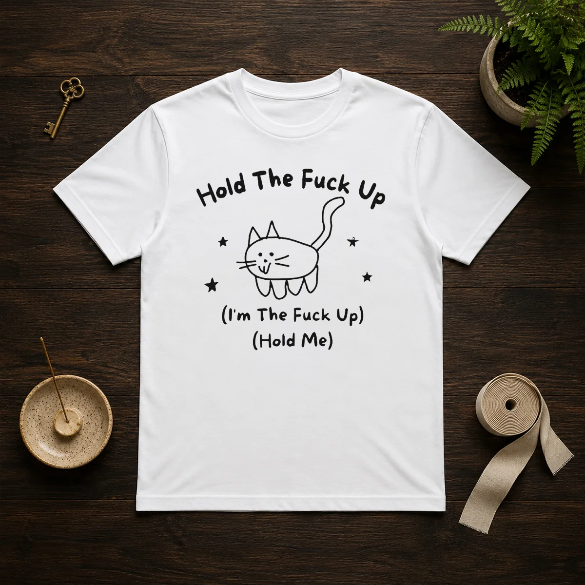 Nice Cute Cat Graphic Hold The Shirt Nice Cute Cat Graphic Hold The Shirt