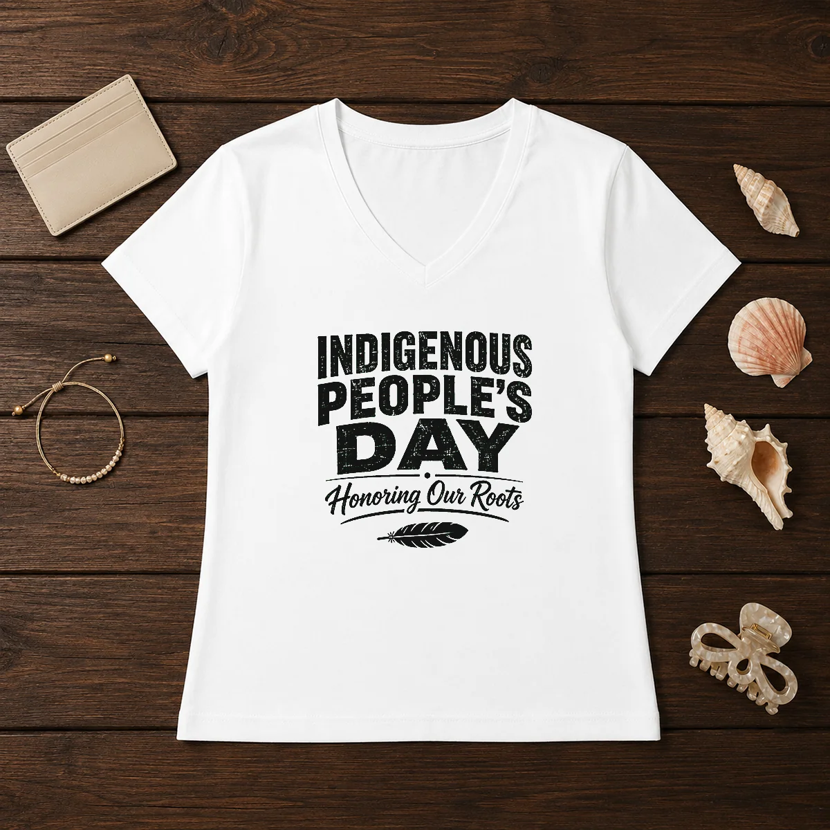 Nice Indigenous Peoples Day Pride Silhouette V-Neck Shirt Nice Indigenous Peoples Day Pride Silhouette V-Neck Shirt