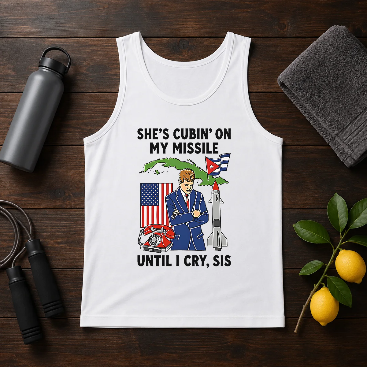 Nice She'S Cubin' On My Missile Until I Cry Sis John F Kennedy Tank Top