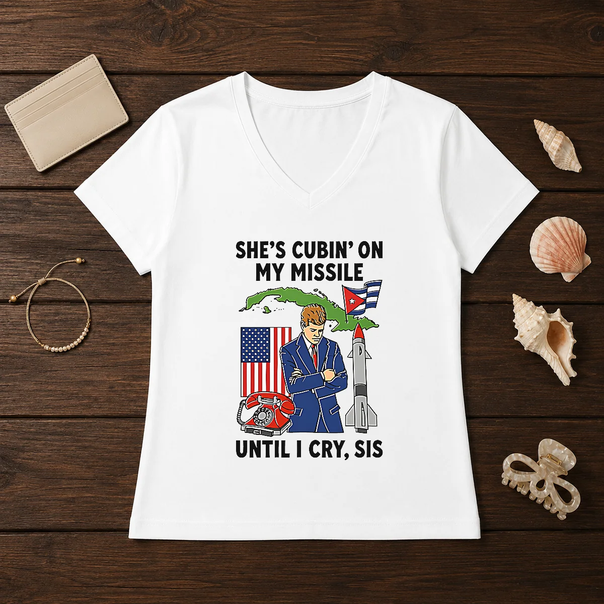 Nice She'S Cubin' On My Missile V-Neck Shirt Nice She'S Cubin' On My Missile V-Neck Shirt