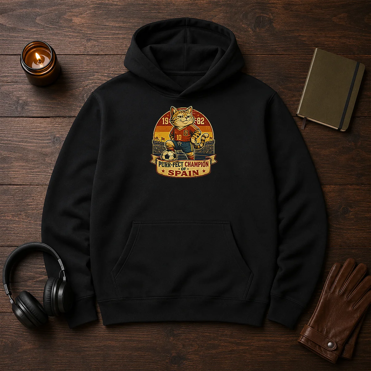 Nice Vintage Spanish Soccer Cat Meme Funny Hoodie