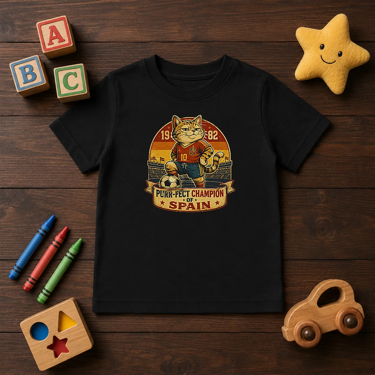 Nice Vintage Spanish Soccer Cat Meme Funny Kids T-Shirt