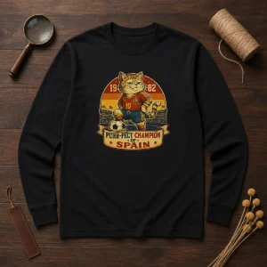 Nice Vintage Spanish Soccer Cat Meme Funny Long Sleeve Shirt