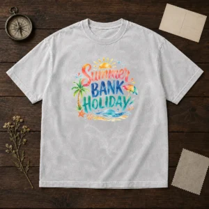 Nice Watercolor Summer Bank Holiday Beach Palm Starfish Washed T-Shirt