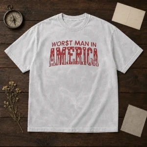 Nice Worst Man In America Political Satire Slogan Washed T-Shirt