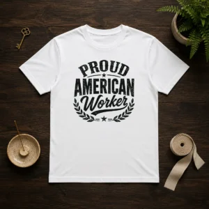 Official Labour Day Proud American Worker Silhouette