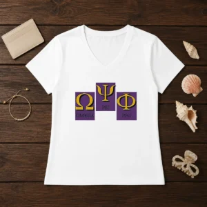 Official Omega PSI PHI Logo V-Neck Shirt