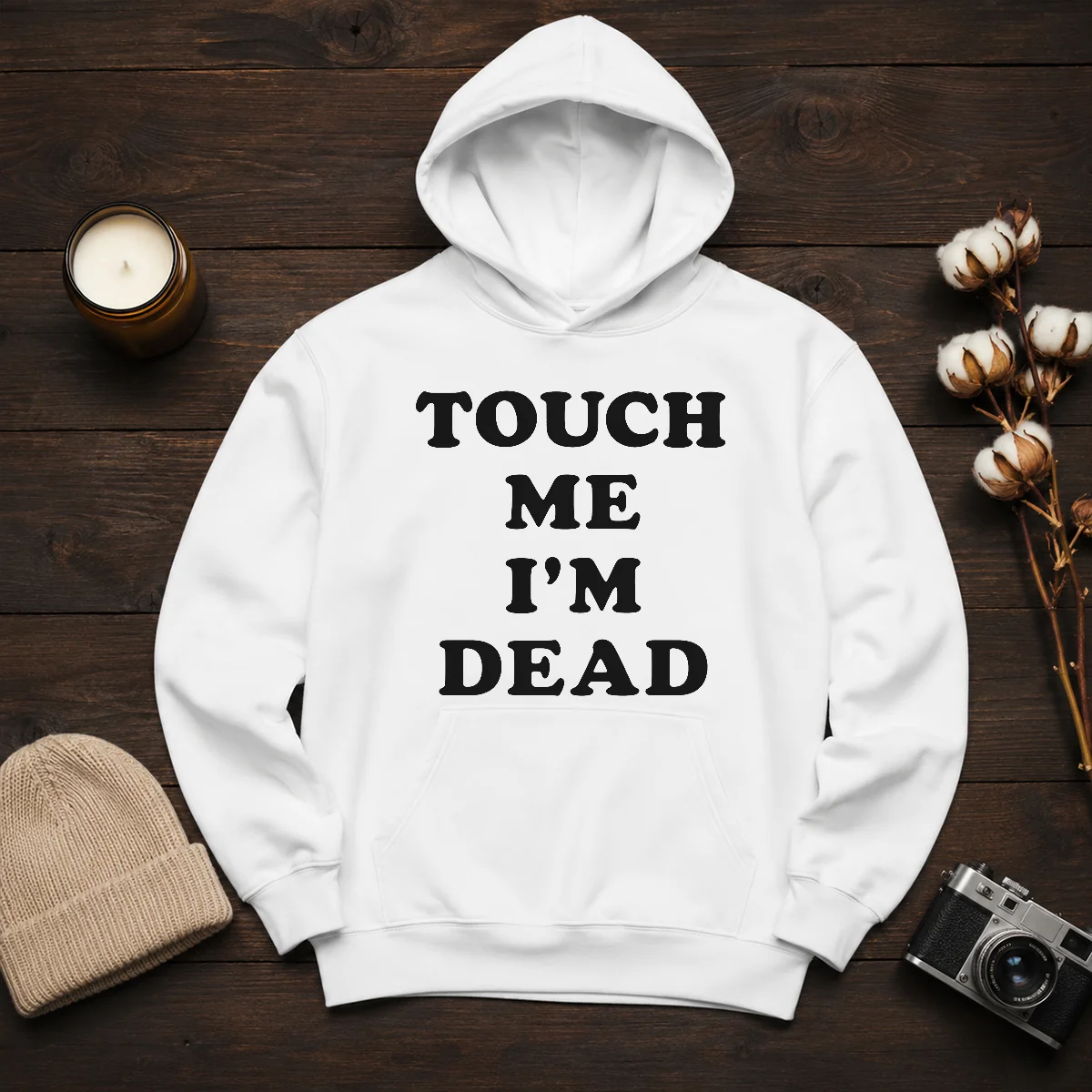 Official Touch Me Im Dead Slogan Funny Goth Humor Hoodie