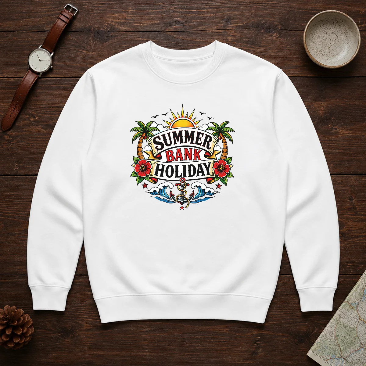 Official Traditional Tattoo Summer Bank Holiday Anchor Hibiscus Sweater
