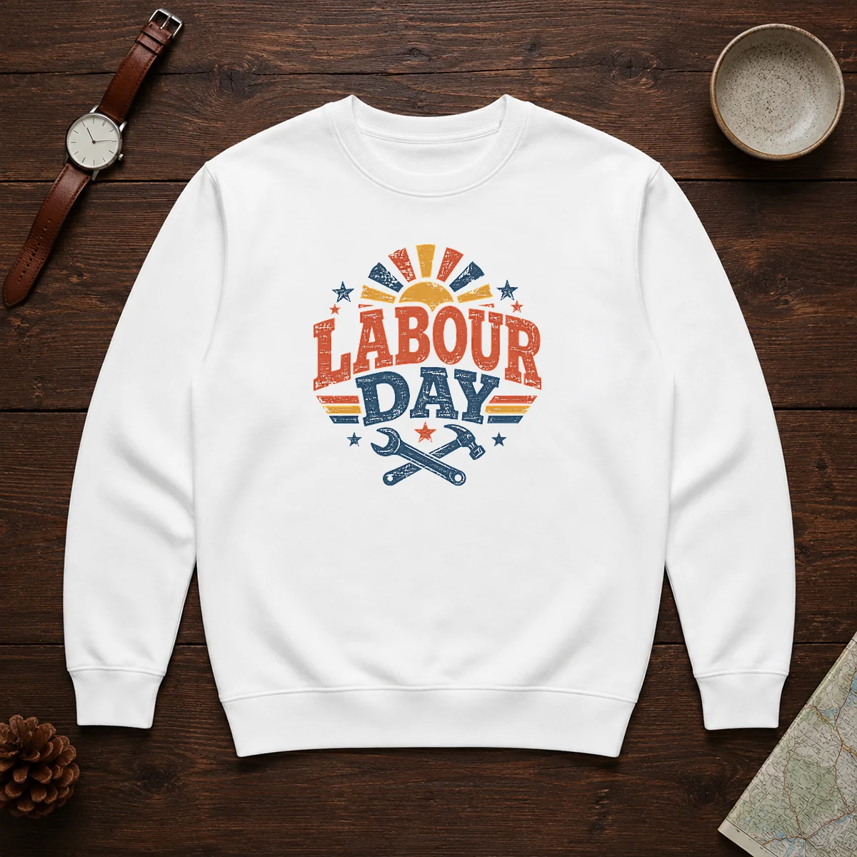 Official Vintage Retro Labour Day Sunburst Tools Sweater