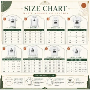 Size chart for Premium John Brown Gun Club Vintage with measurements in inches and cm to help choose the right fit