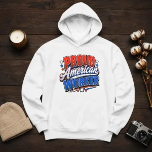 Premium Proud American Worker Labour Day Pop Art Hoodie