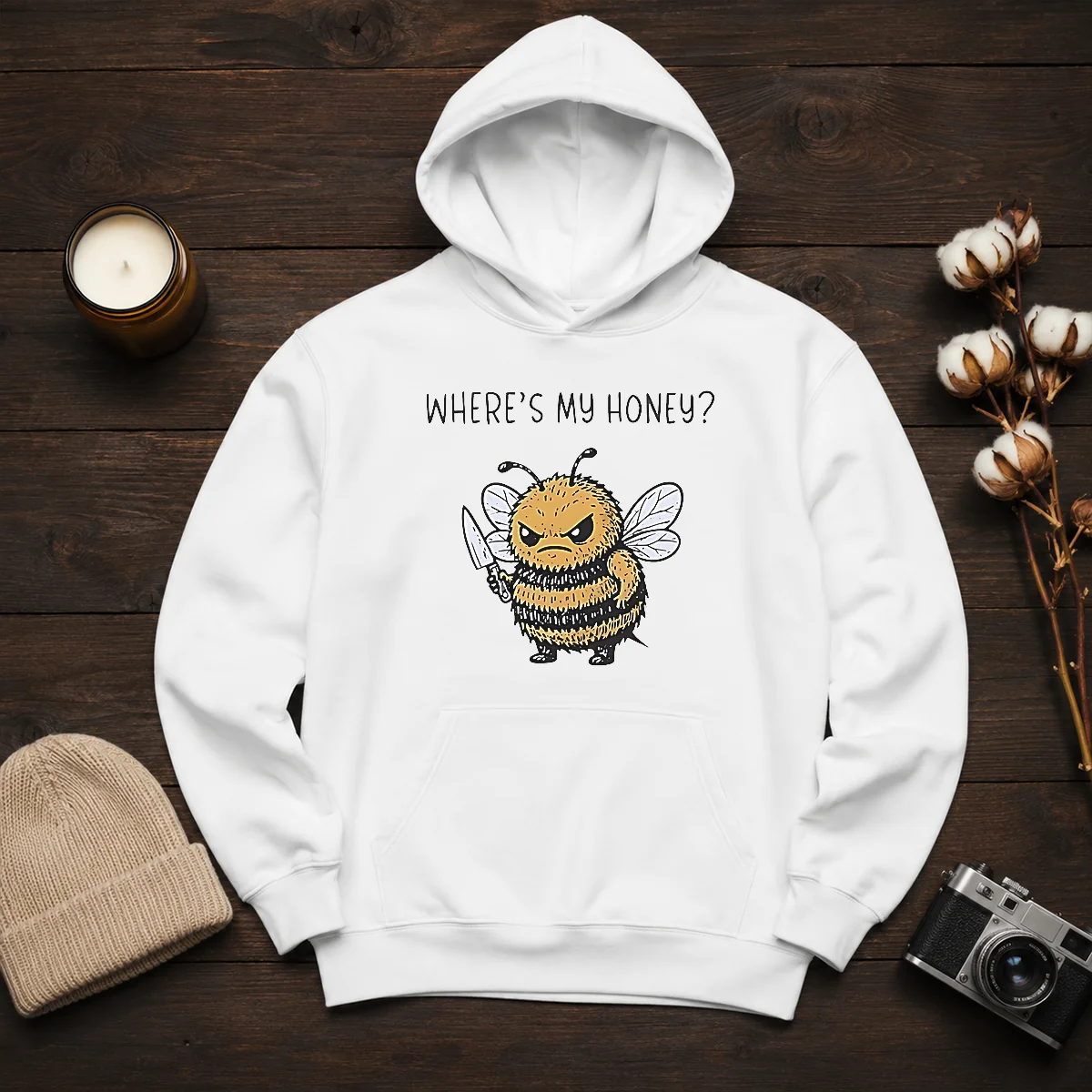 Premium Where'S My Honey Angry Bee With A Knife Hoodie