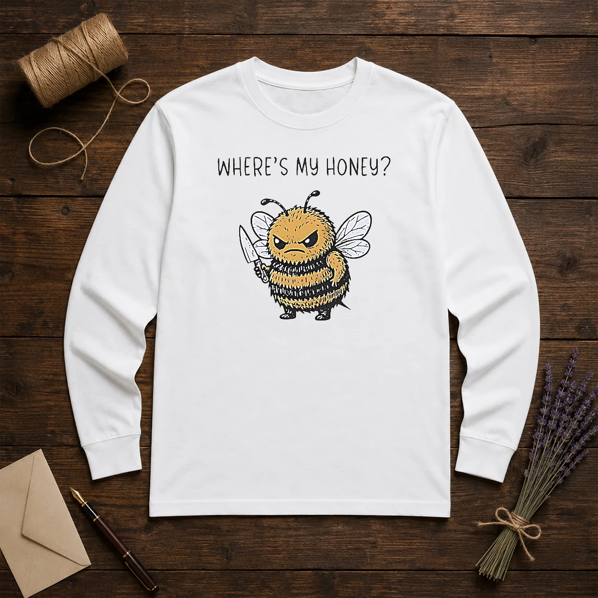 Premium Where'S My Honey Angry Bee With A Knife Long Sleeve Shirt