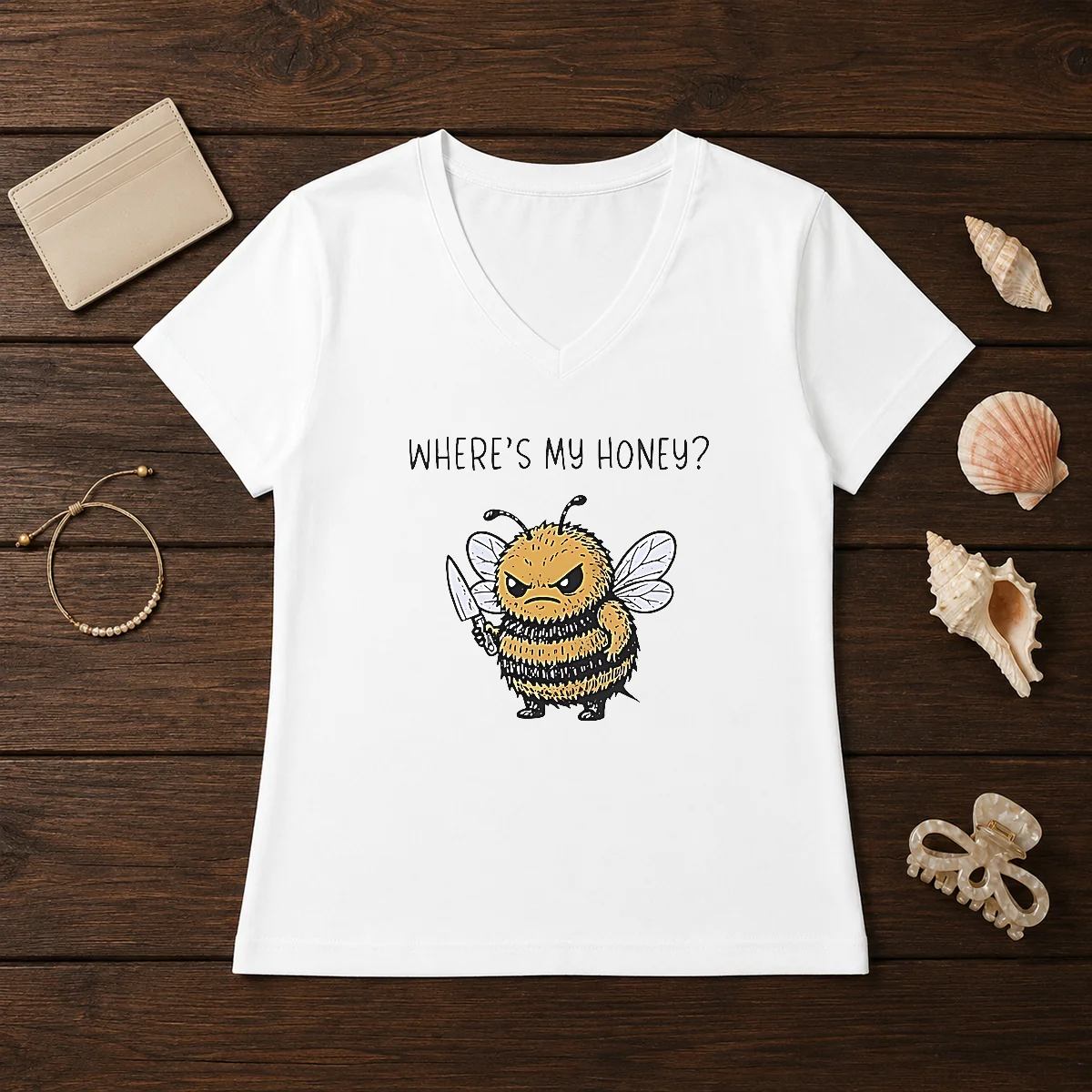 Premium Where'S My Honey Angry Bee V-Neck Shirt Premium Where'S My Honey Angry Bee V-Neck Shirt