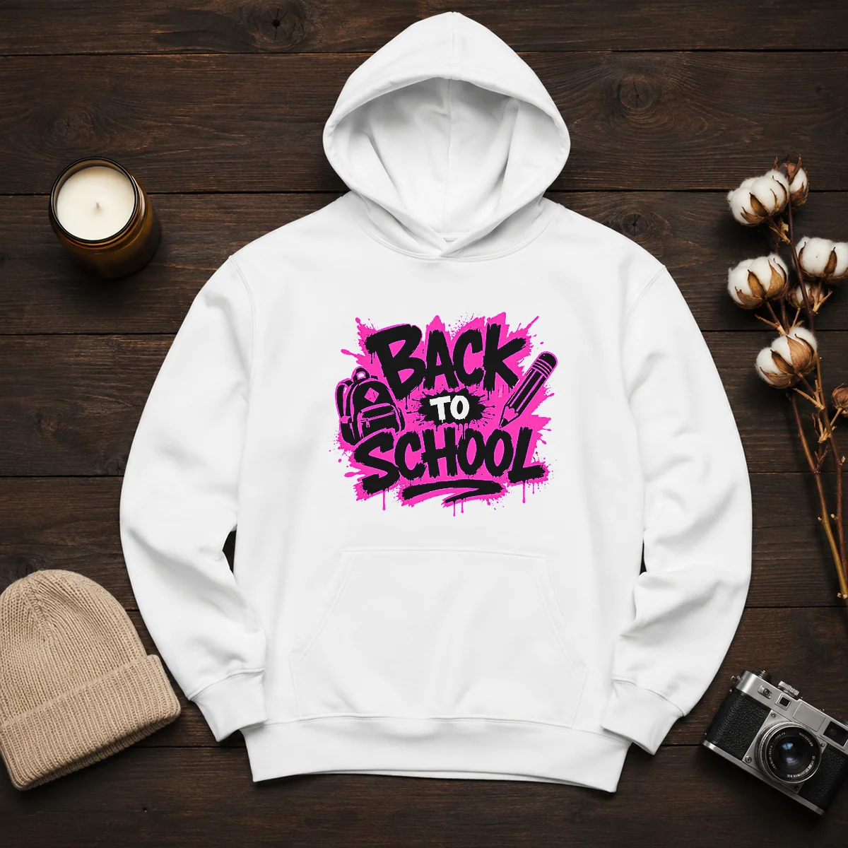 Pretty Cute Cartoon Back To School Apple Pencil Stars Hoodie