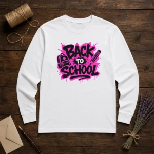 Pretty Cute Cartoon Back To School Apple Pencil Stars Long Sleeve Shirt