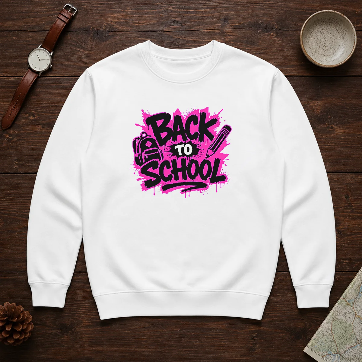 Pretty Cute Cartoon Back To School Apple Pencil Stars Sweater