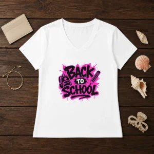 Pretty Cute Cartoon Back To School Apple Pencil Stars V-Neck Shirt
