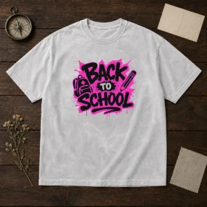 Pretty Cute Cartoon Back To School Apple Pencil Stars Washed T-Shirt